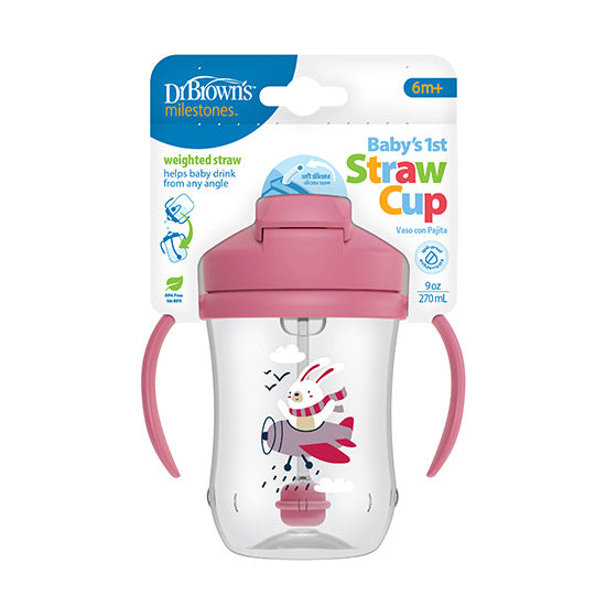 Vaso con Pajilla 9 onzas Rosado - Glam Babies GT