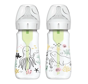 Dúo de biberones 9 onzas Diseño Océano Options+ Cuello Ancho - Glam Babies GT