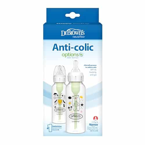 Dúo de Biberones 8 onzas Oso- Búho Options+ Cuello Delgado - Glam Babies GT