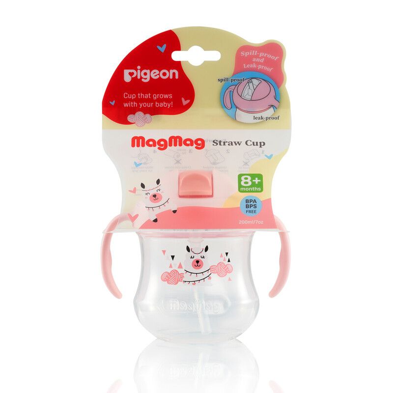 Vaso con Pajilla MagMag Pigeon Rosado 7 onzas - Glam Babies GT