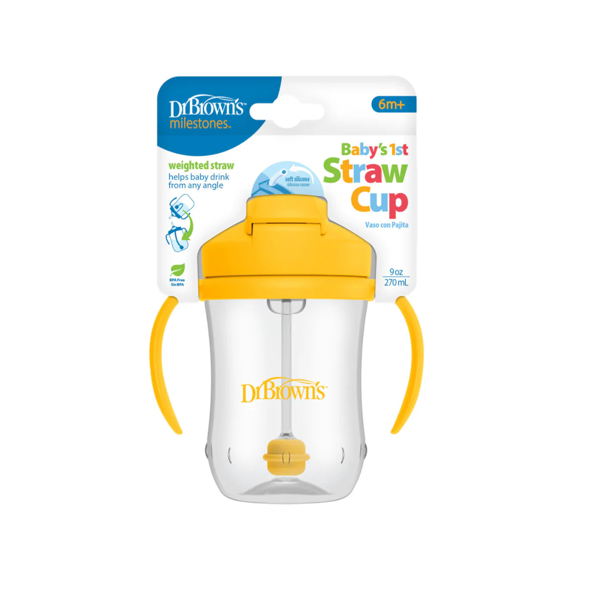 Vaso con Pajilla 9 onzas Amarillo - Glam Babies GT