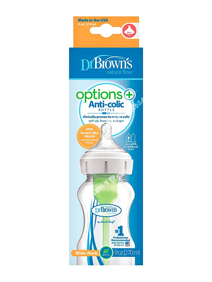 Biberón 9 onzas Options+ Cuello Ancho - Glam Babies GT