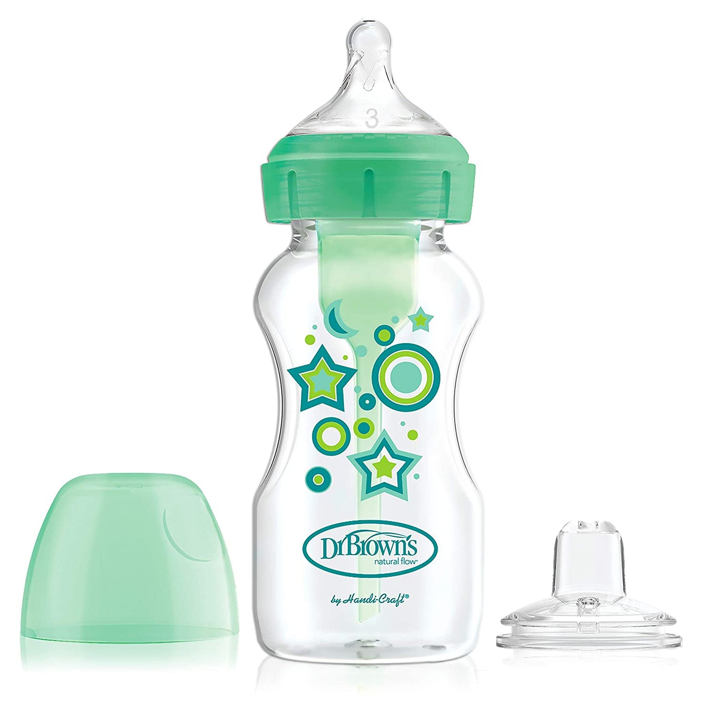Biberón de Transición Verde 9 onzas Cuello Ancho - Glam Babies GT