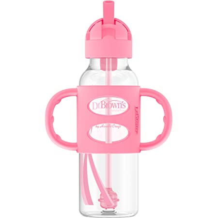 Biberón Con Pajilla y Agarradores 8 onzas Rosado - Glam Babies GT