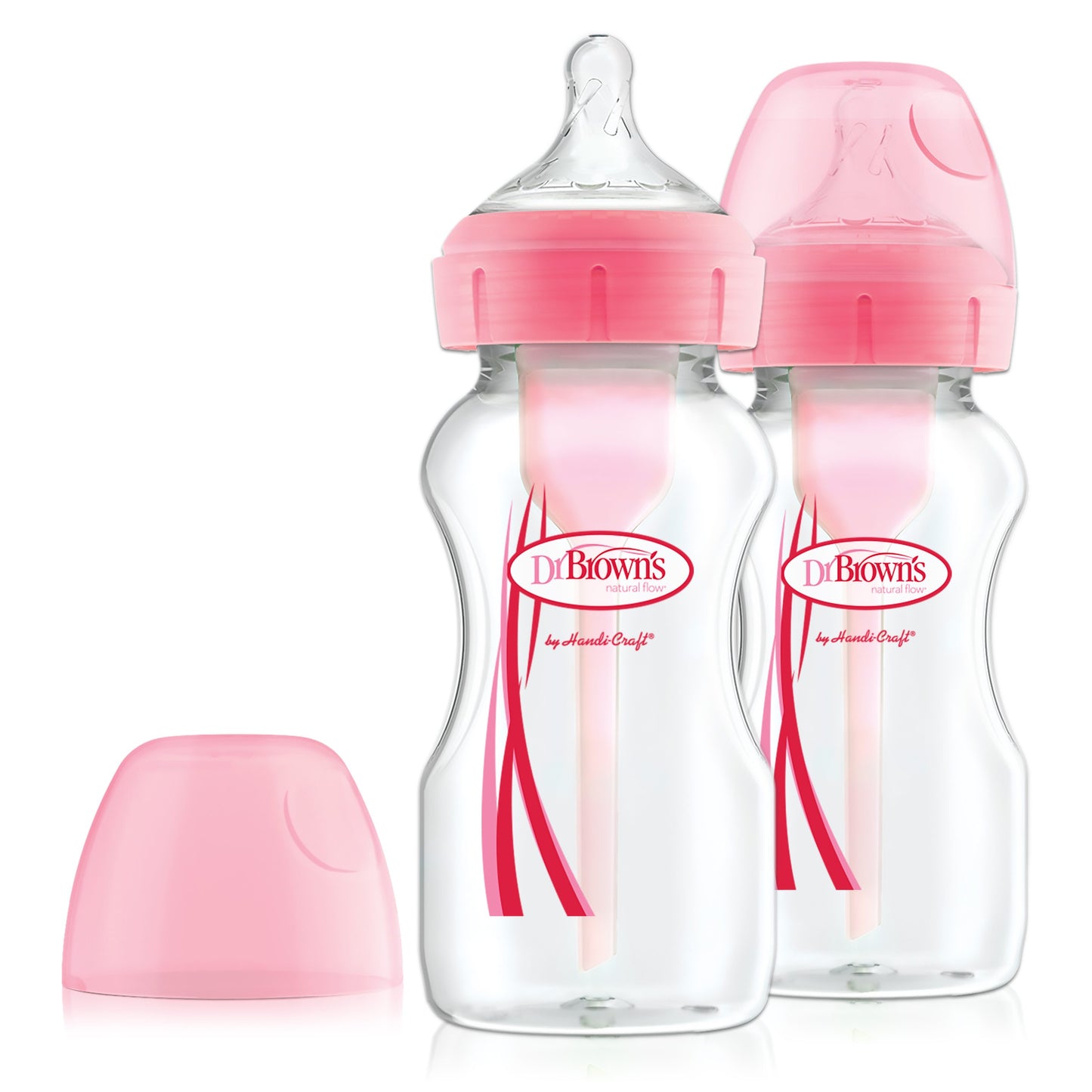 Dúo de Biberones Rosado 9 onzas Options+ Cuello Ancho - Glam Babies GT