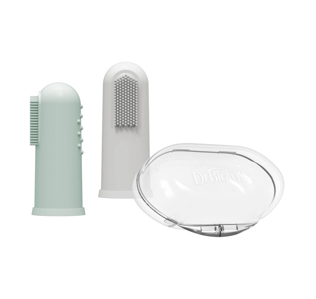 Dúo Cepillo de Dientes de Silicón Con Estuche color verde y gris - Glam Babies GT