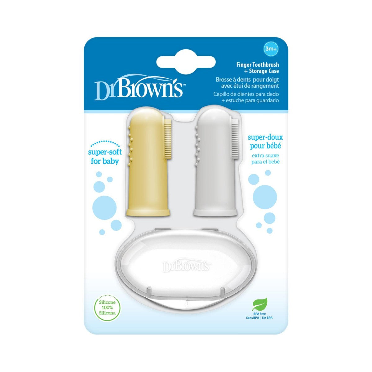 Dúo Cepillo de Dientes de Silicón Con Estuche color amarillo y gris - Glam Babies GT