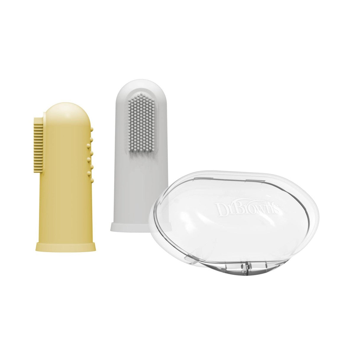 Dúo Cepillo de Dientes de Silicón Con Estuche color amarillo y gris - Glam Babies GT