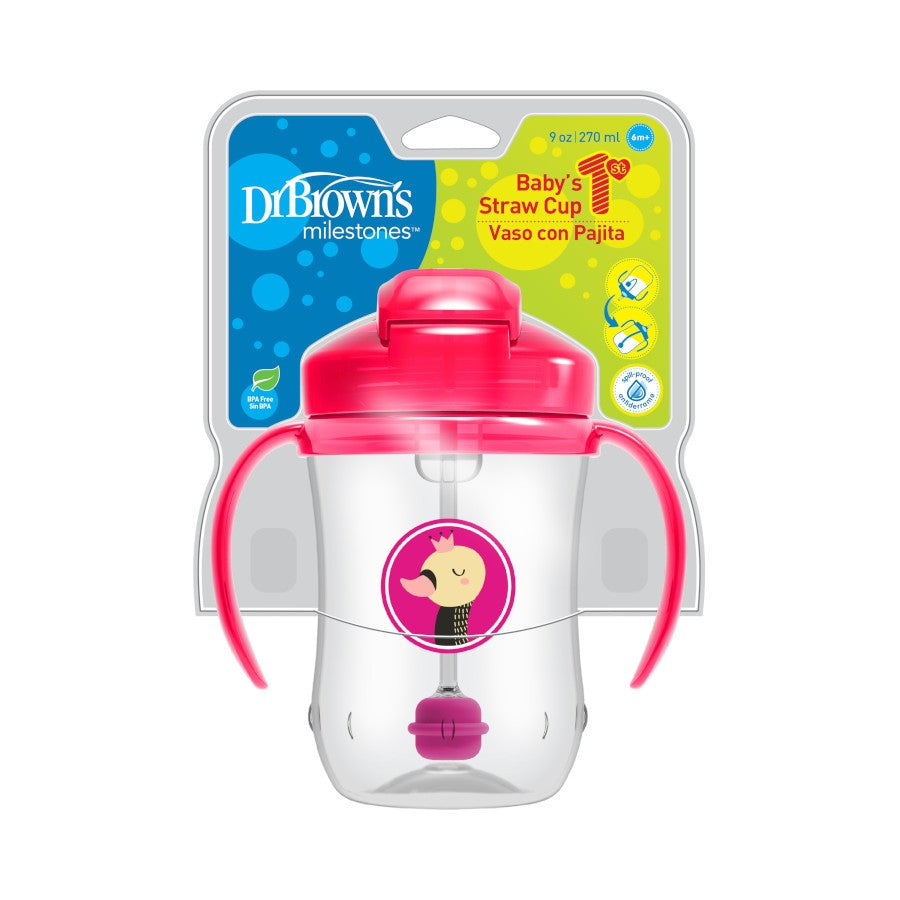Vaso con Pajilla 9 onzas Rosado - Glam Babies GT