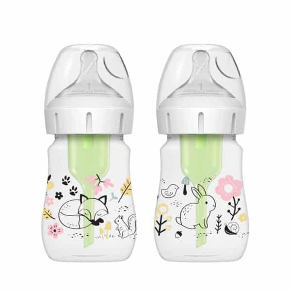Dúo de Biberones 5 onzas Diseño Bosque Options+ cuello Ancho - Glam Babies GT