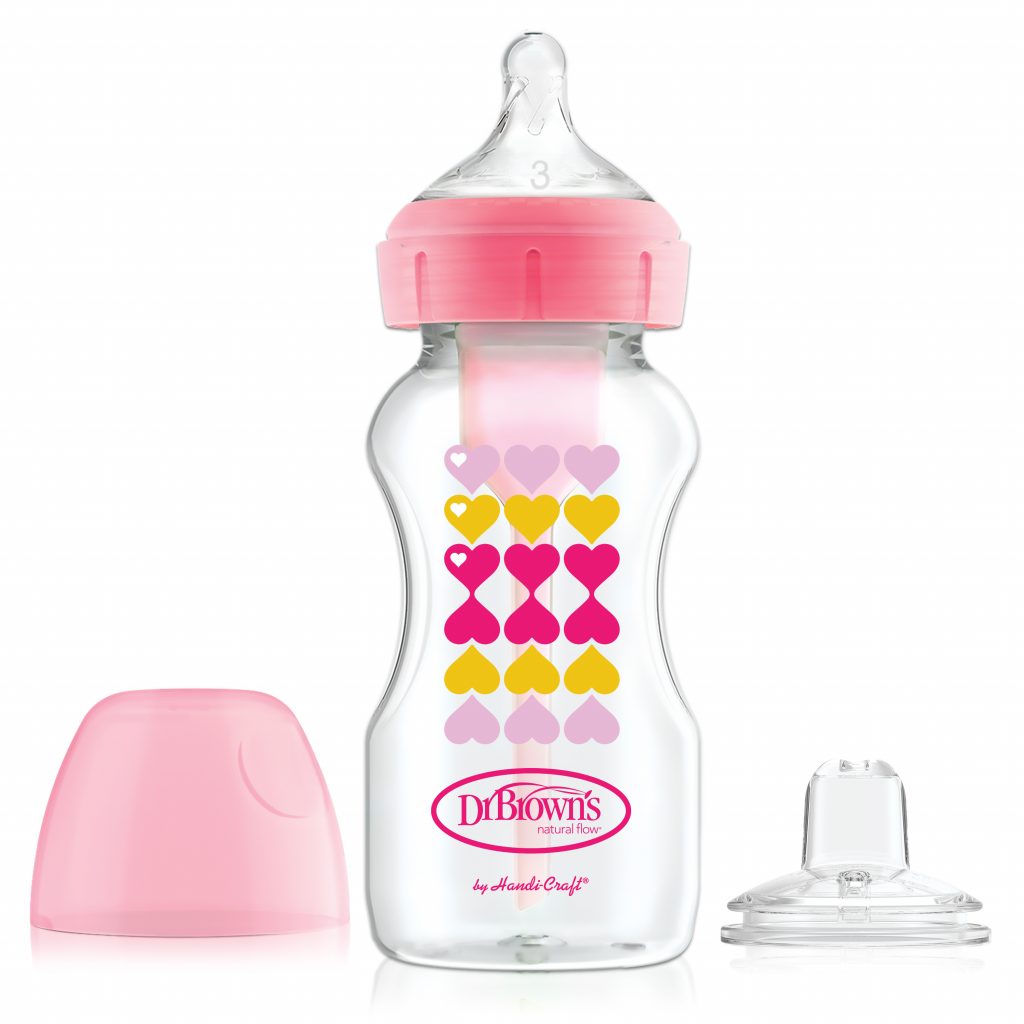 Biberón de Transición Rosado 9 onzas cuello ancho - Glam Babies GT