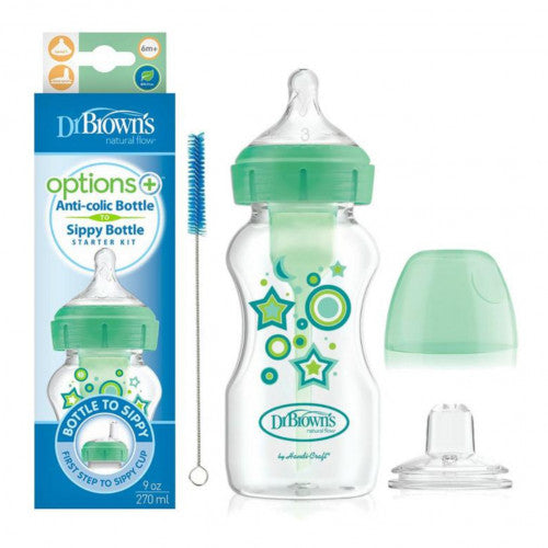 Biberón de Transición Verde 9 onzas Cuello Ancho - Glam Babies GT