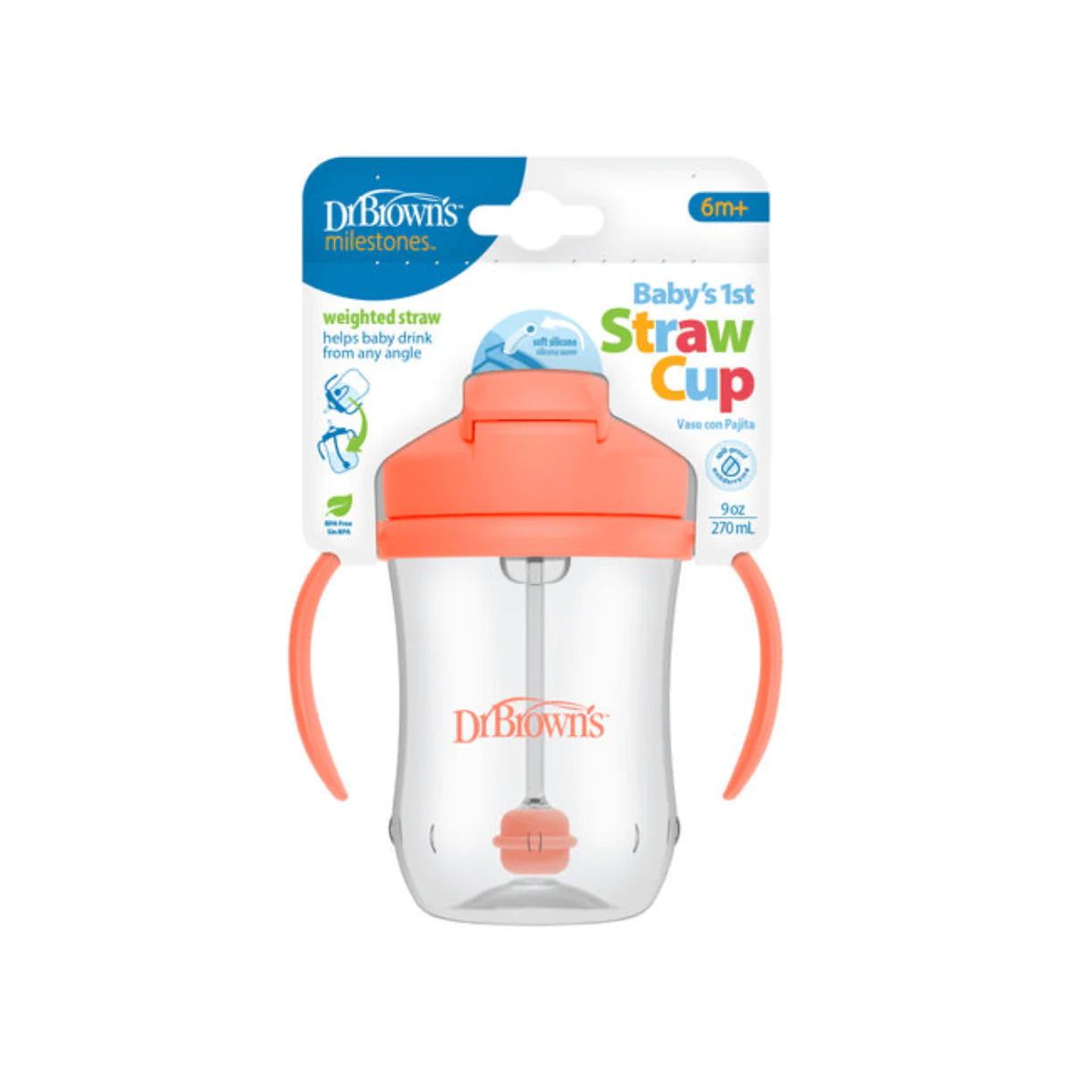 Vaso con Pajilla 9 onzas Coral - Glam Babies GT