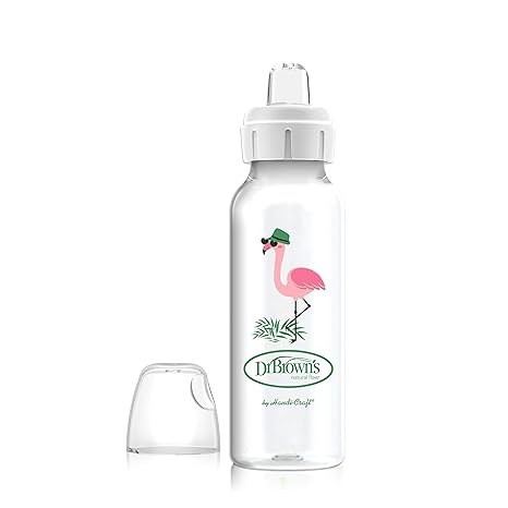 Biberón de cuello delgado 8 onzas diseño flamingo con boquilla - Glam Babies GT