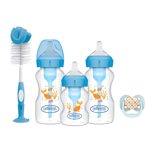 Set de biberones cuello ancho Options+ Dr. Brown’s color azul - Glam Babies GT