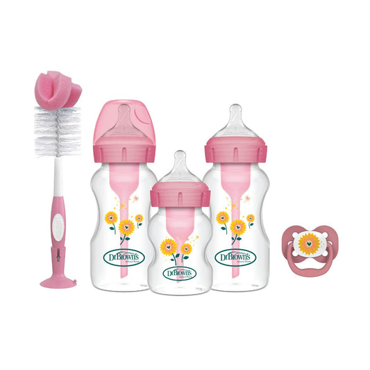 Set de biberones cuello ancho Options+ Dr. Brown’s color rosado - Glam Babies GT