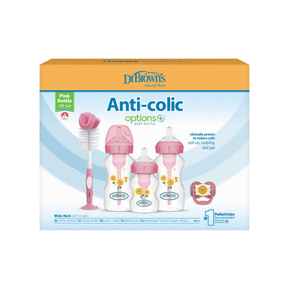 Set de biberones cuello ancho Options+ Dr. Brown’s color rosado - Glam Babies GT