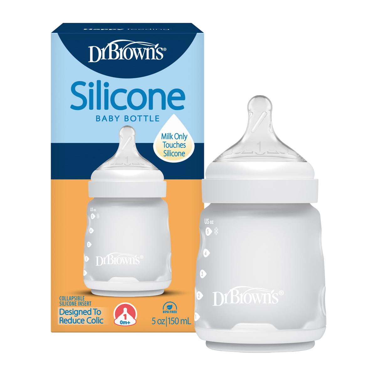 Biberón de Silicón 5 onzas color Blanco