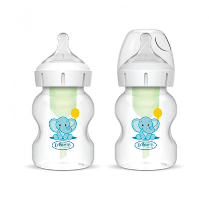 Dúo de Biberones 5 onzas Diseño Elefante Options+ cuello Ancho - Glam Babies GT