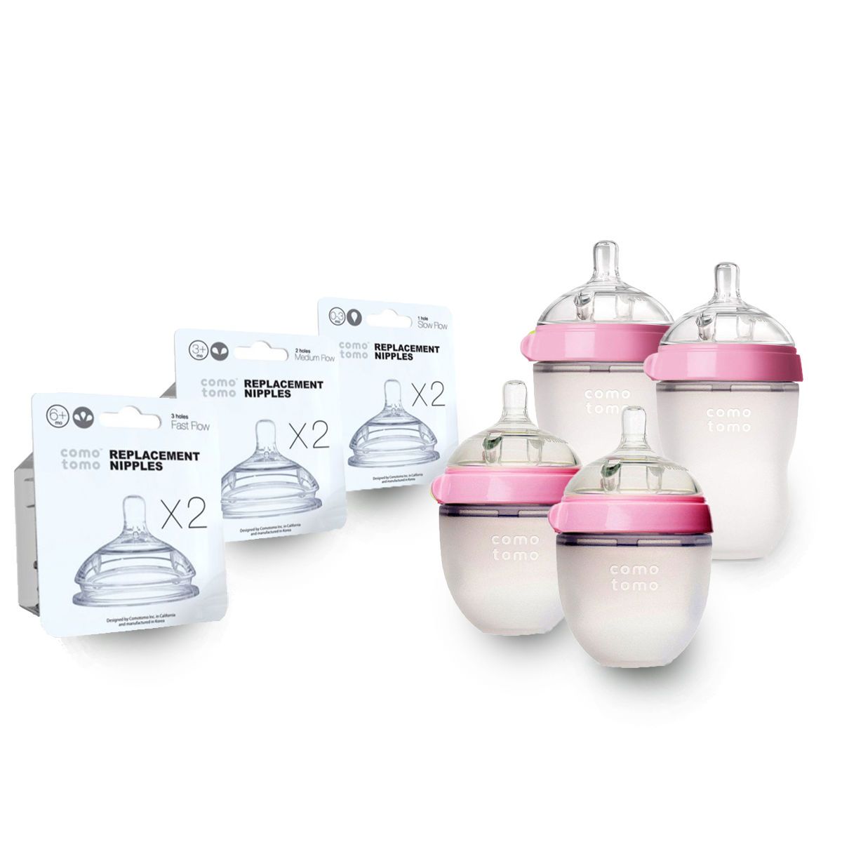 Kit de Biberones Comotomo Rosado - Glam Babies GT